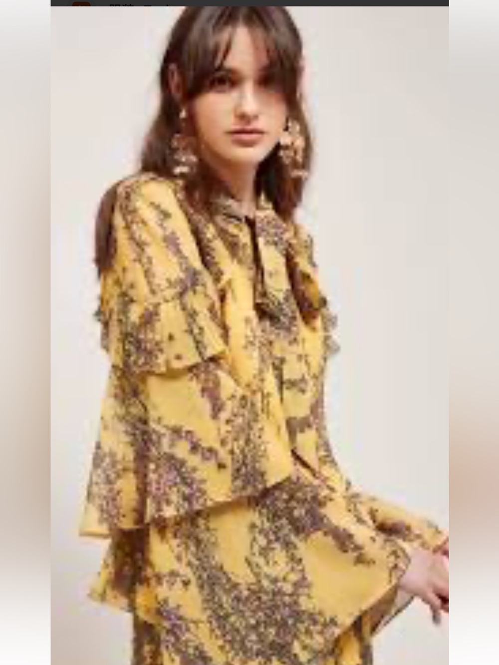 KEEPSAKE the Label Yellow Floral Ruffle Tie-Neck Light Up Blouse